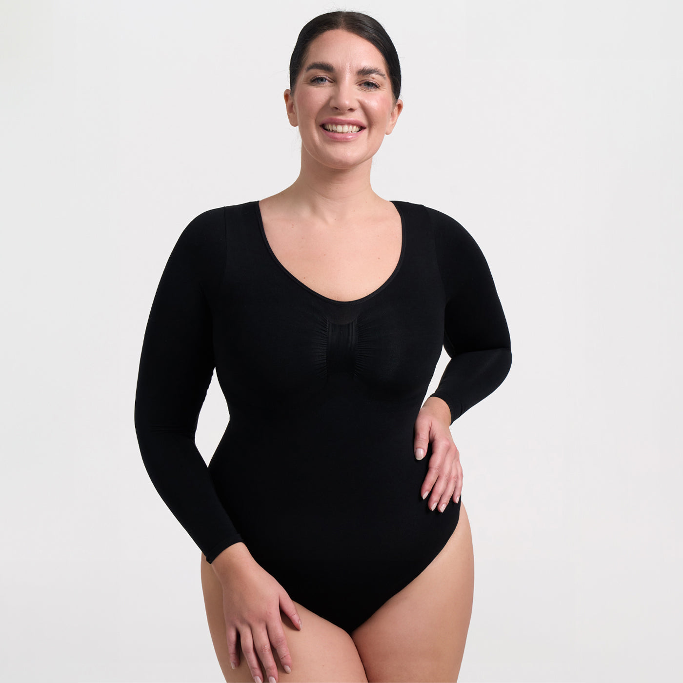 <tc>Body modellante a maniche lunghe con slip</tc>